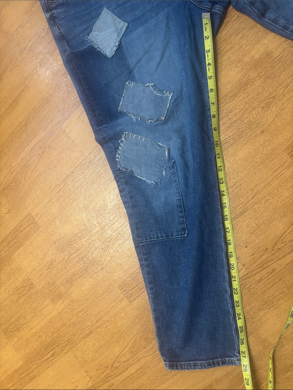 Ralph Lauren Distressed Blue Boyfriend Jeans with Logo Patch - Picture 9 of 12